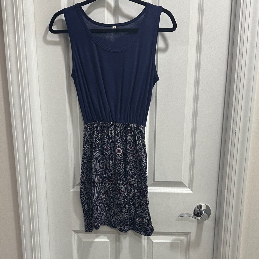Navy Blue Paisley Women's Dress